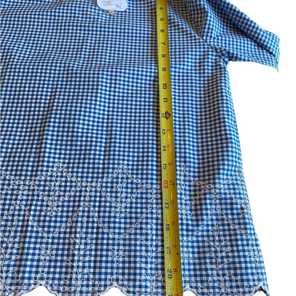 Saint Martin Blue and White Gingham Embroidered Top - Picture 9 of 12